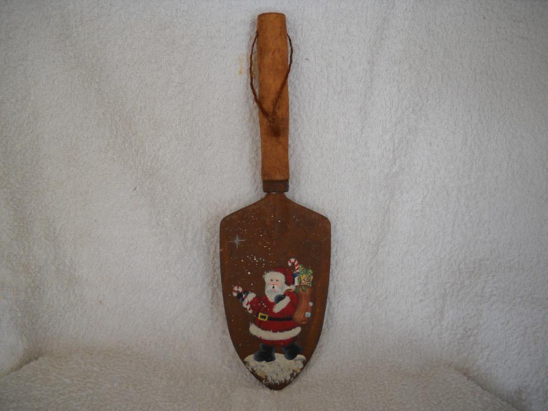 Garden tool hand painted with SANTA