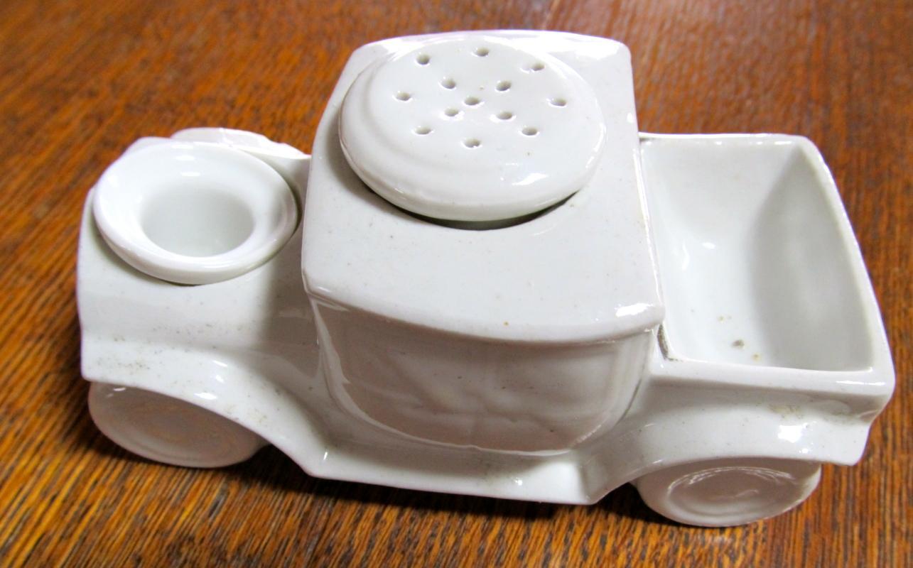 Inkwell Ink Well Pounce Pot Old Truck - fine porcelain