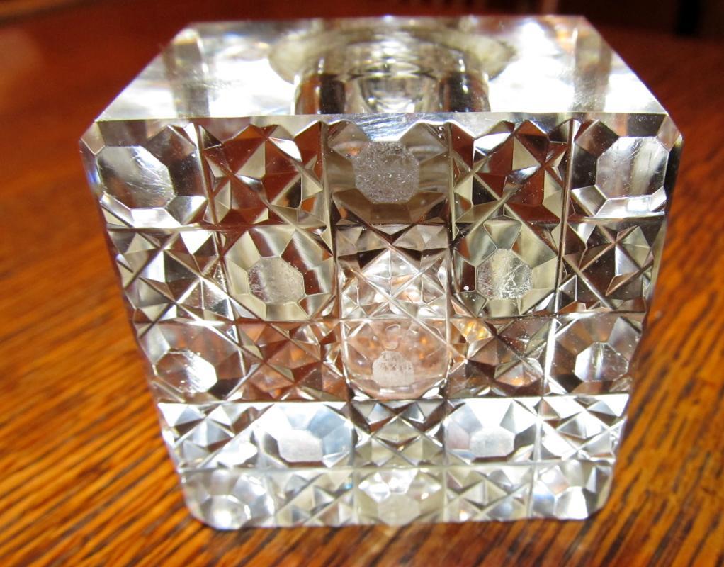 Cut glass Sterling Inkwell Ink Well - Metalware