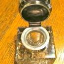 Cut glass Sterling Inkwell Ink Well - Metalware
