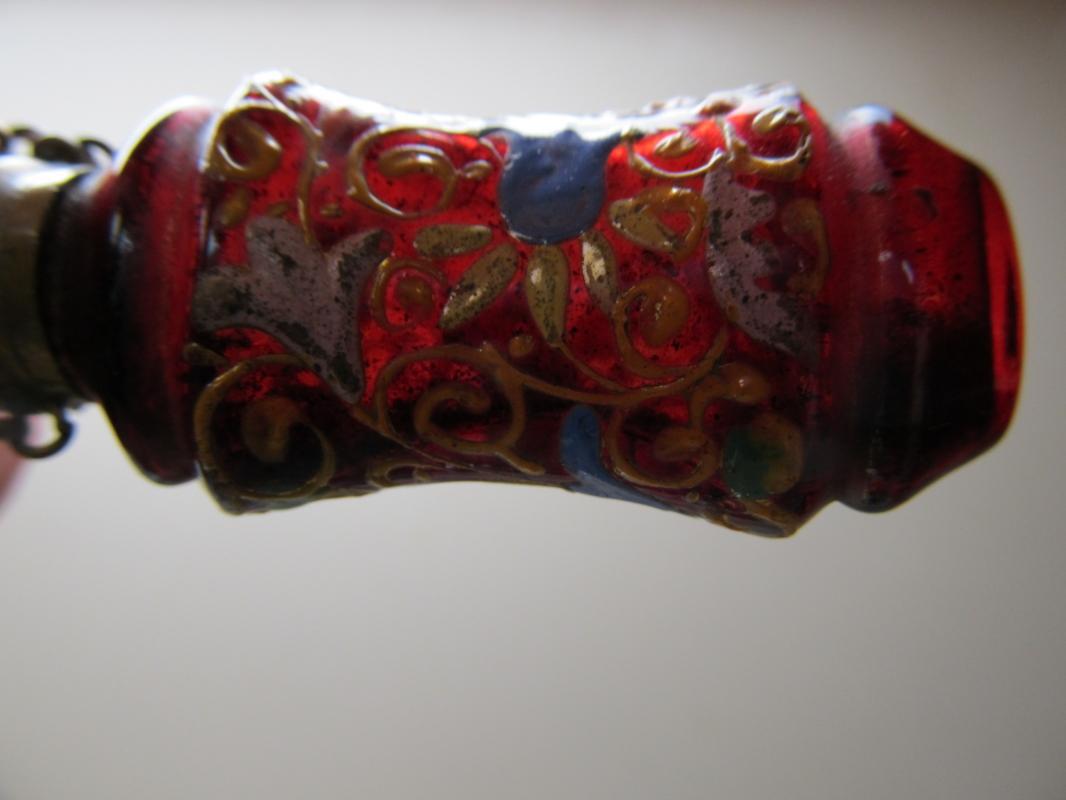 Enameled Ruby Glass Perfume - Glass