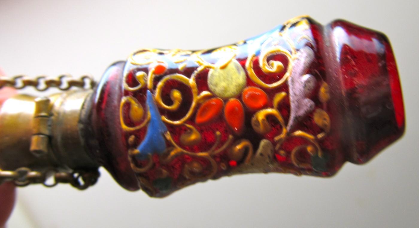 Enameled Ruby Glass Perfume - Glass
