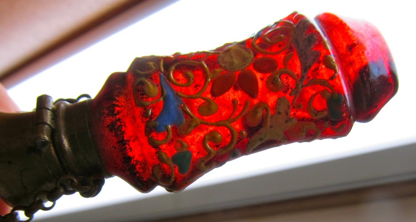 Enameled Ruby Glass Perfume - Glass