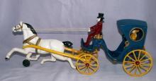 Kenton Cast Iron Horse Drawn Hansom Cab - Toys