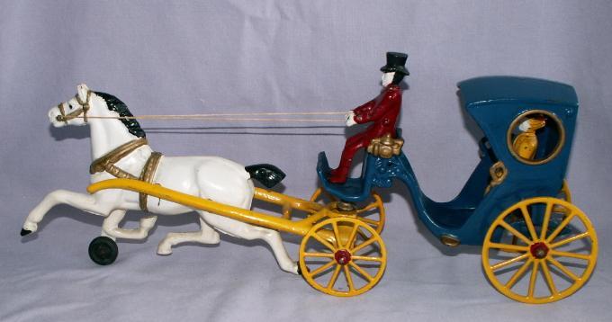Kenton Cast Iron Horse Drawn Hansom Cab - Toys