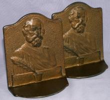 HENRY LONGFELLOW Cast Iron Bookends - Metalware