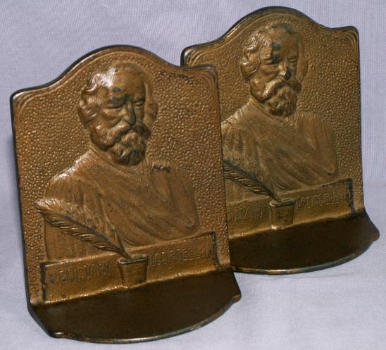 HENRY LONGFELLOW Cast Iron Bookends - Metalware