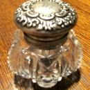 Wilcox Rococo Sterling Lid Crystal Inkwell - Glass