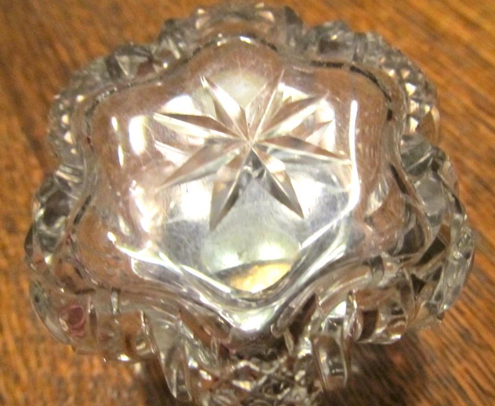 Wilcox Rococo Sterling Lid Crystal Inkwell - Glass