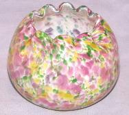Art Glass Multicolored Flower Rose Bowl