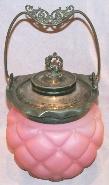 Pink Quilted Satin Glass Biscuit Jar