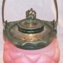Pink Quilted Satin Glass Biscuit Jar