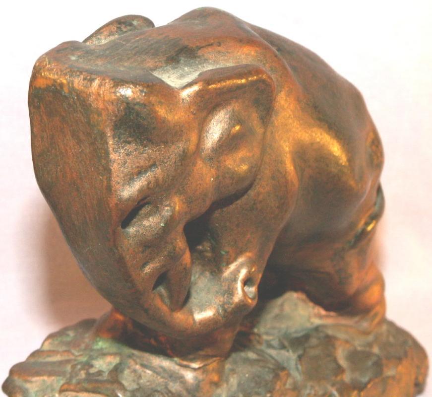 BUTTING HEAD ELEPHANTS Copper Clad Bookends - Metalware