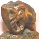 BUTTING HEAD ELEPHANTS Copper Clad Bookends - Metalware