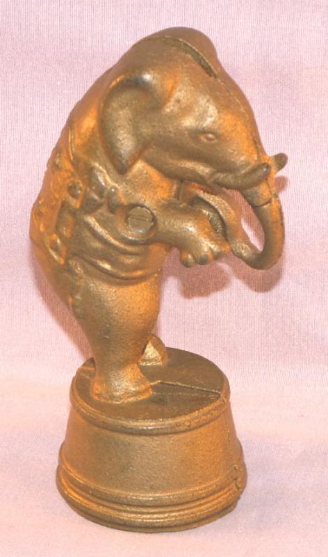 Cast Iron ELEPHANT ON STAND Bank - Toys