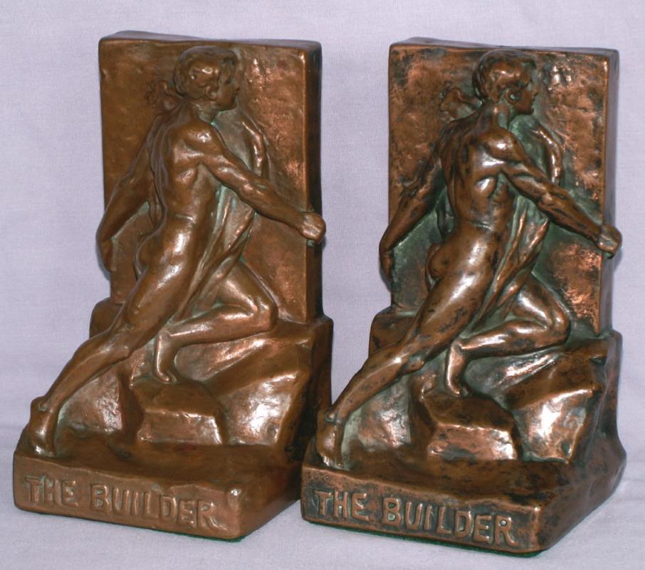 Bronze Clad THE BUILDER bOOKENDS - Metalware