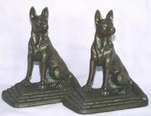 Cast Iron GERMAN SHEPHERD Bookends - Metalware