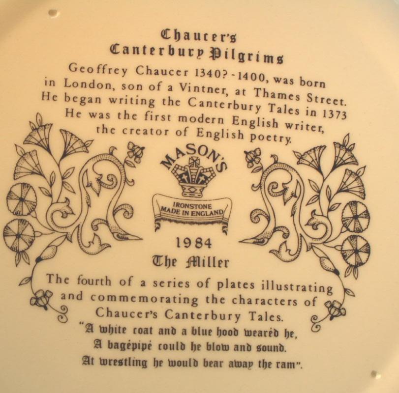 Chaucer's Canterbury Tales Porcelain Plate - THE MILLER