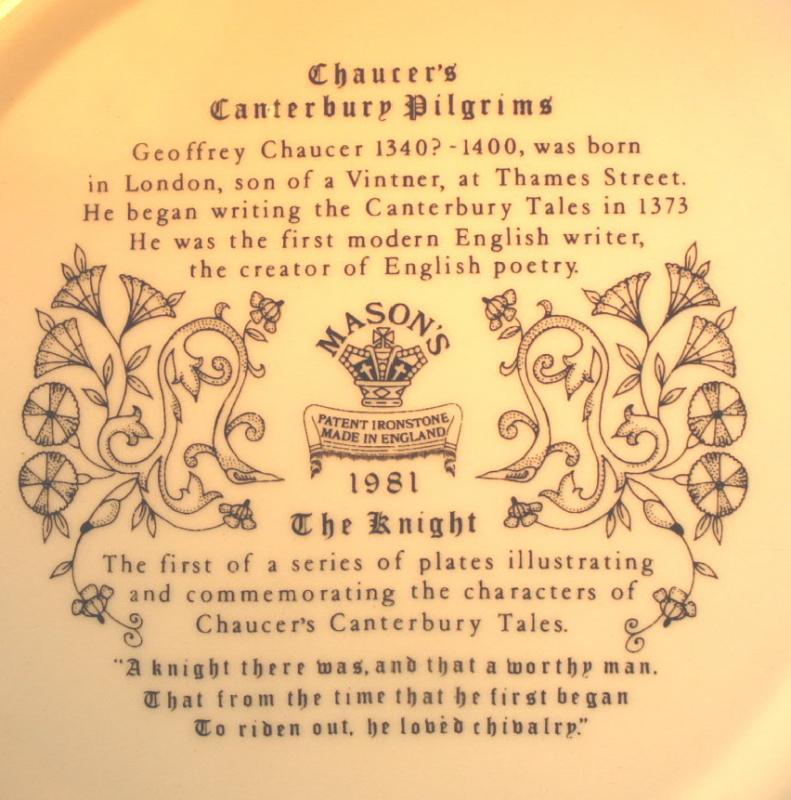 Chaucer's Canterbury Tales Porcelain Plate - THE KNIGHT