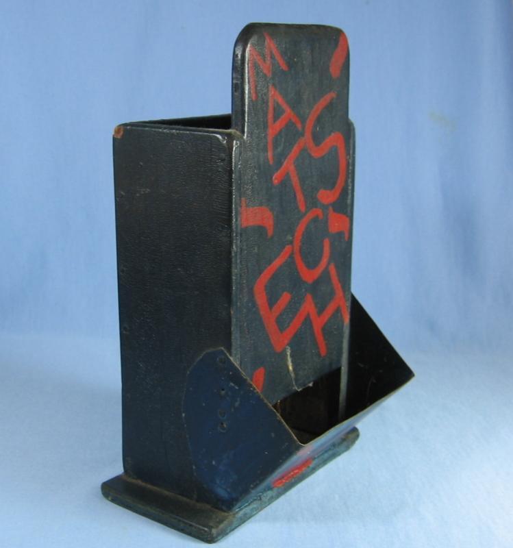 Folk Art MATCH HOLDER - Hand Painted Antique Woodenware