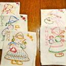 Dutch Embroidery Days of the Week Towels - Textiles