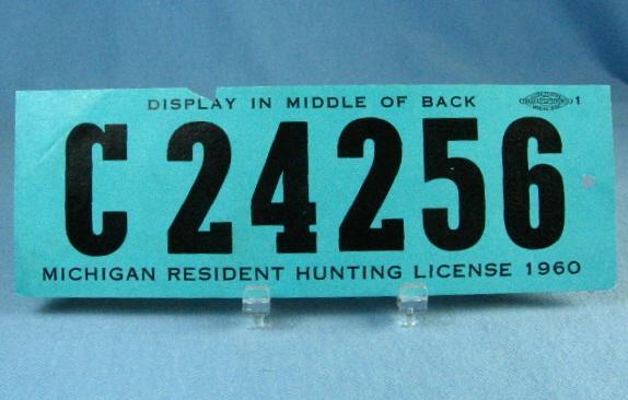1960 Michigan Resident HUNTING License - Sporting