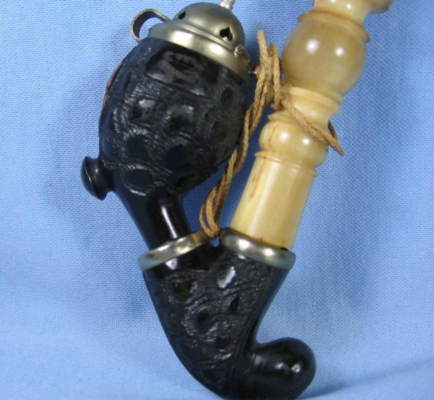 German Carved Wood ELK & Antler Stag Head Smoking Pipe Black Forest Vintage Estate