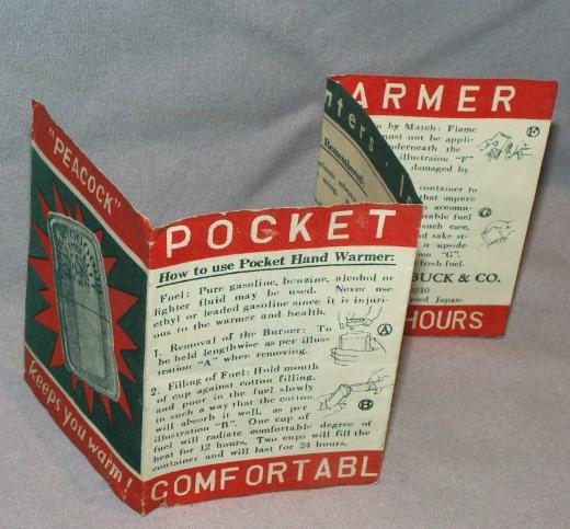 SEARS Occupied Japan Pocket Hand Warmer in Original Pouch - Metalware