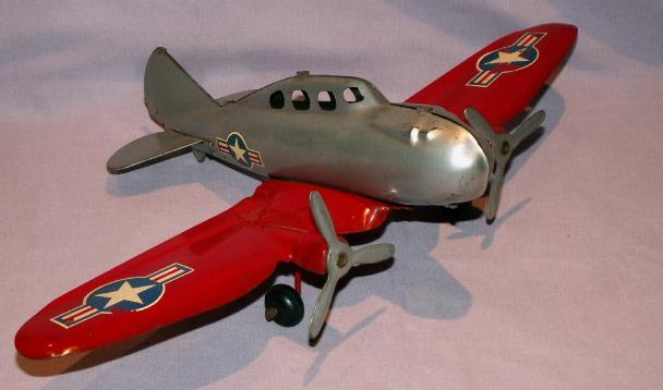 WYANDOTTE Military Twin Engine Tin Toy Airplane
