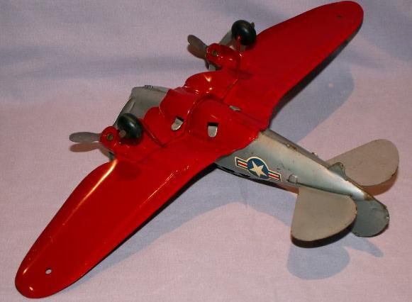 WYANDOTTE Military Twin Engine Tin Toy Airplane
