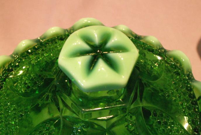Emerald Green Opalescent Glass Creamer and Sugar