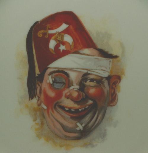 Comical Shriner CLOWN Masonic Freemason Porcelain Dinner Plate