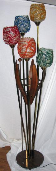 Danish Modern Eames Era ~ Lucite Spaghetti Globe Floor Lamp - Vintage Retro Mid Century Modern Lighting