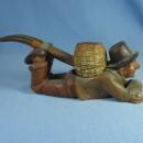 Anri Carved Man PIPE HOLDER - Antique Carved Wood - Folk Art Tobacciana Collectible