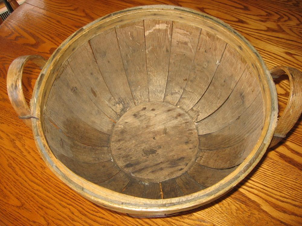 Rare 1/2 Bushel Oak GATHERING BASKET - Antique Field Harvest Basket