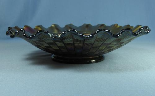 Northwood CARNIVAL GLASS Grape and Cable Amethyst Carnival Glass Shallow PIECRUST Rim Bowl