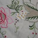 Irish Linen Embroidered Needlepoint Tablecloth and Matching Napkins - Vintage Textile
