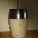 4 Gal BUTTER CHURN Stoneware Crock Four - Antique Brown & White Crock Pottery