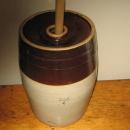 4 Gal BUTTER CHURN Stoneware Crock Four - Antique Brown & White Crock Pottery