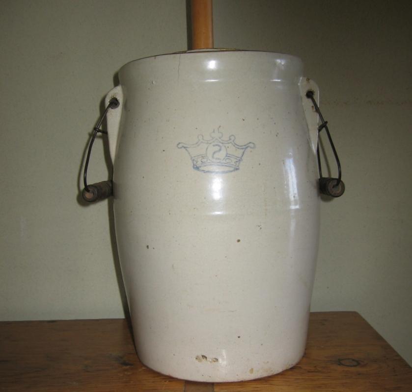 Western Stoneware 2 Gal BUTTER CHURN - Antique Crock Pottery