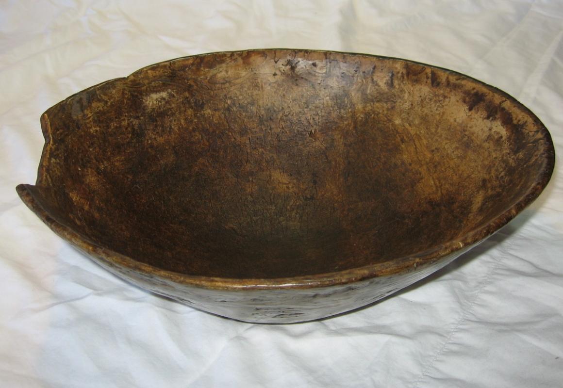 Early American BURL Mix Bowl Wood - HUGE Rare Antique Country Kitchen Antique