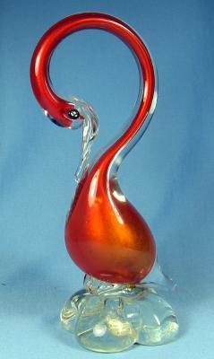 LONG Neck Cased Glass BIRD - Vintage Italian Murano Art Glass