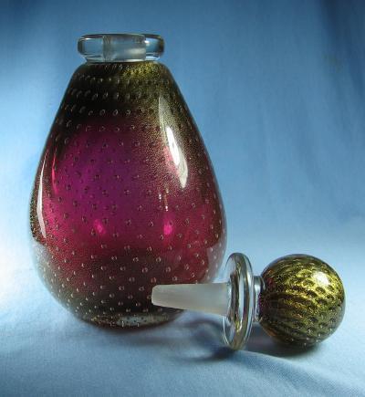 Seguso DECANTER Bottle Gold Foil Bullicante - Italian Art Glass