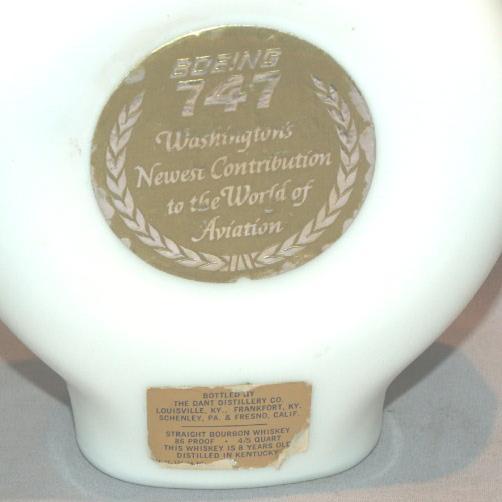 BOEING 747 Milk Glass Decanter Bottle - Advertising