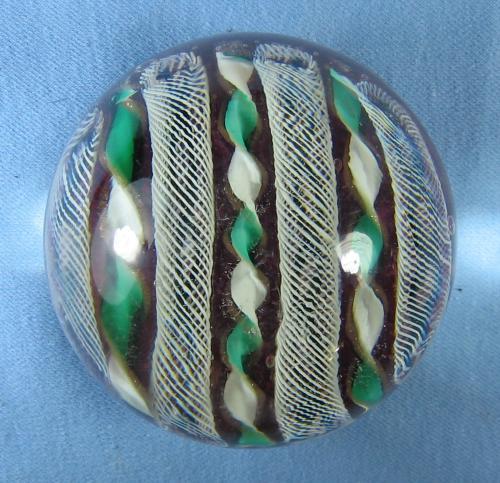 RIBBON & CANE Art Glass PAPERWEIGHT Vintage