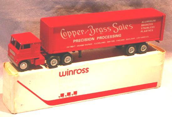 Sales Promotion COPPER AND BRASS SALES Red Toy Semi Truck in Original Box