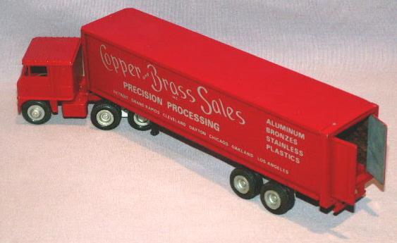 Sales Promotion COPPER AND BRASS SALES Red Toy Semi Truck in Original Box