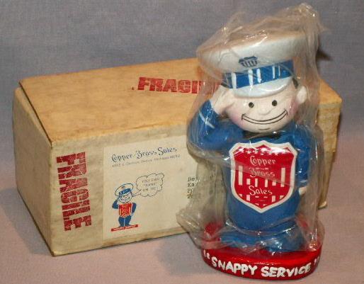 Sales Promotion COPPER AND BRASS SALES Snappy Service Toy Bank in Original Mailing Box