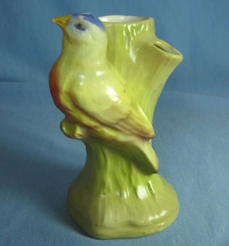 Czech BLUE BIRD Planter Vase - Vintage pottery