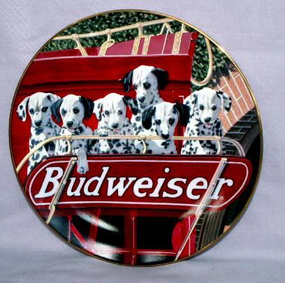 Dalmation 6 Pack BUDWEISER Decorative Porcelain Plate - Advertising